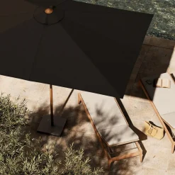 West Elm Teak Pole Rectangle Outdoor Umbrella (9.8')