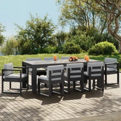 West Elm Telluride Aluminum Outdoor Extendable Dining Table (65"–80"), Side Dining Chairs & Arm Dining Chairs Set