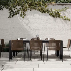 West Elm Telluride Aluminum Outdoor Extendable Table (60"–85") & Oceana Side Dining Chairs Set