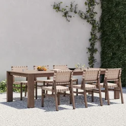 West Elm Telluride Outdoor Extendable Dining Table (76"–106"), Benches & Granada Dining Chairs Set