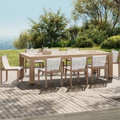 West Elm Telluride Outdoor Extendable Dining Table (76"–106") & Cusco Dining Chairs Set