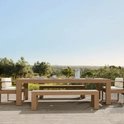 West Elm Telluride Outdoor Extendable Dining Table (76"–106"), Dining Benches & Dining Chairs Set