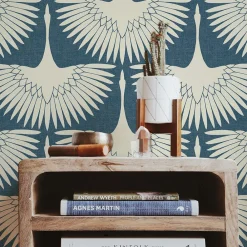 West Elm Tempaper Feather Flock Wallpaper