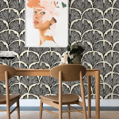 West Elm Tempaper Feather Palm Peel & Stick Wallpaper