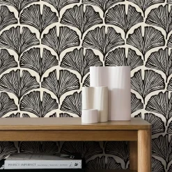 West Elm Tempaper Feather Palm Peel & Stick Wallpaper