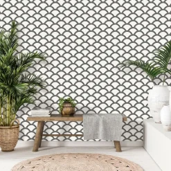 West Elm Tempaper Mosaic Scallop Removable Wallpaper