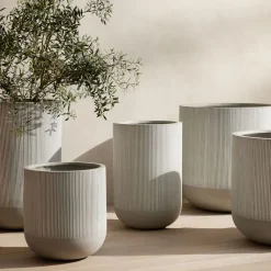 West Elm Textured Radius Ficonstone Indoor/Outdoor Planters