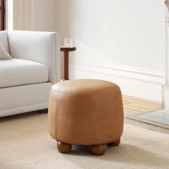 West Elm Thalia Leather Ottoman