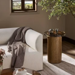 West Elm Tidelane Cast Glass End Table (18")