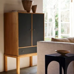 West Elm Tobin Cerused Leather Front Cabinet (34")
