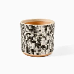West Elm Ultralight Dreams Thema Hand-Painted Striped Mid-Century Planter