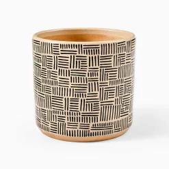 West Elm Ultralight Dreams Thema Hand-Painted Striped Mid-Century Planter