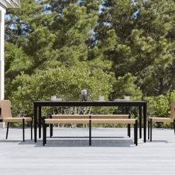 West Elm Ventura Aluminum Outdoor Dining Table (84"), Benches (66") & Dining Chairs Set