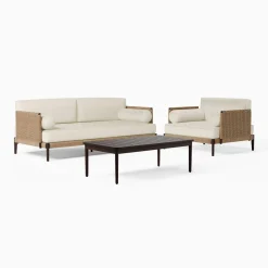 West Elm Ventura Aluminum Outdoor Sofa, Lounge Chair & Coffee Table Set