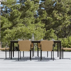 West Elm Ventura Aluminum Outdoor Dining Table (84") & Dining Chairs Set