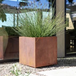 West Elm Veradek Corten Steel Indoor/Outdoor Small Cube Planter