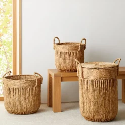 West Elm Vertical Lines Seagrass Baskets