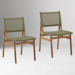 West Elm Vireon Teak Outdoor Dining Chairs (Set of 2)