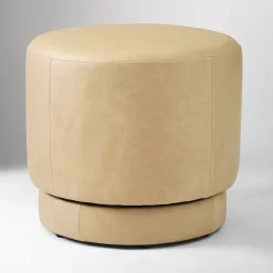 West Elm Viv Swivel Leather Ottoman
