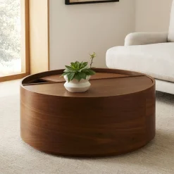 West Elm Volume Round Storage Drum Coffee Table (36")