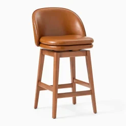 West Elm Wayne Leather Armless Swivel Bar & Counter Stools