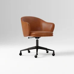West Elm Wayne Leather Swivel Office Chair w/ Arms