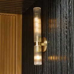 West Elm Weston Fluted Glass Double Asymmetrical Indoor/Outdoor Sconce (22.5")