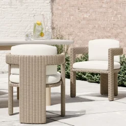 West Elm Westport Wicker Outdoor Barrel Dining Chair