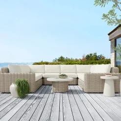 West Elm Westport Wicker Outdoor 6-Piece U-Shaped Sectional (139")