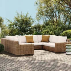 West Elm Westport Wicker Outdoor 6-Piece U-Shaped Sectional (139")