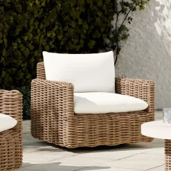 West Elm Westport Wicker Outdoor Slim Profile Swivel Chair
