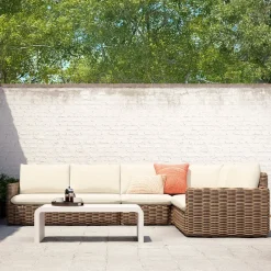 West Elm Westport Wicker Slim Profile Outdoor 4-Piece L-Shaped Sectional (126")