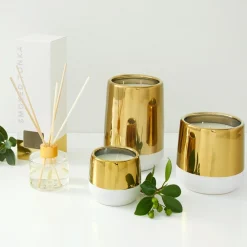 West Elm White & Gold Candle - Smoked Tonka