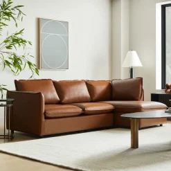 West Elm Whitman Leather 2-Piece Chaise Sectional (96")