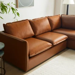 West Elm Whitman Leather 2-Piece Chaise Sectional (96")