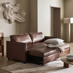 West Elm Whitman Leather Trundle Sleeper Sofa (82")