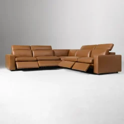 West Elm Whitmore Motion Reclining Leather 5-Piece L-Shaped Sectional (130")