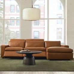 West Elm Whitmore Motion Reclining Leather 3-Piece Chaise Sectional (125")