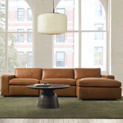 West Elm Whitmore Motion Reclining Leather 3-Piece Chaise Sectional (125")