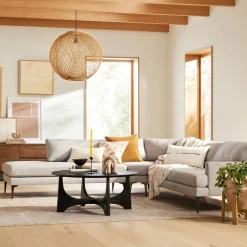 West Elm Wicker Globe Pendant (–)