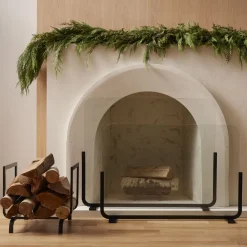 West Elm Willow Fireplace Log Holder & Screen Set