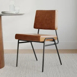 West Elm Wire Frame Leather Dining Chair