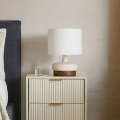 West Elm Wood & Ceramic Table Lamp (17")