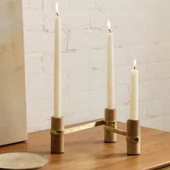 West Elm Wood & Metal Centerpiece Candle Holder