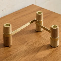 West Elm Wood & Metal Centerpiece Candle Holder