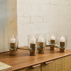 West Elm Wood & Metal Votive Centerpiece Holder