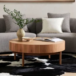 West Elm Wood Drum Round Coffee Table (42")