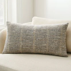 West Elm Wool Striped Grid Lumbar