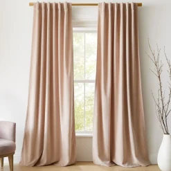 West Elm Worn Velvet Light-Filtering Curtain