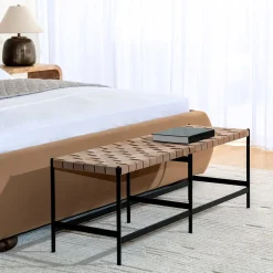 West Elm Woven Leather Bench